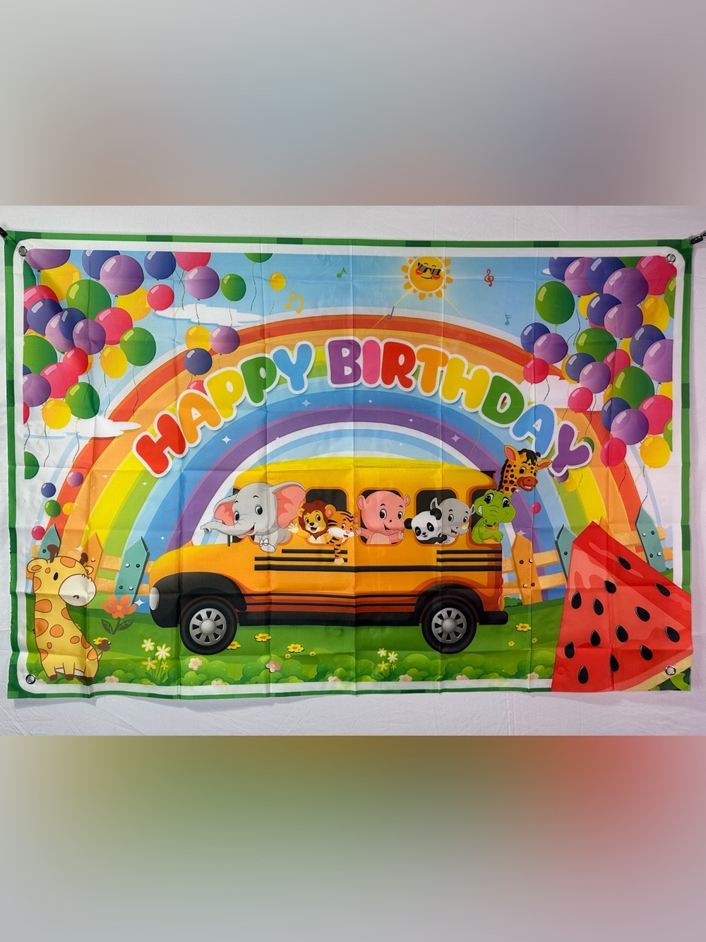Kids Zoo Animal Theme Happy Birthday Banner 5x3Ft.